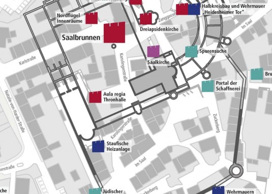 Karte zum Historischen Rundweg Kaiserpfalz © Stadt Ingelheim/Forschungsstelle Kaiserpfalz Karte zum Historischen Rundweg Kaiserpfalz © Stadt Ingelheim/Forschungsstelle Kaiserpfalz