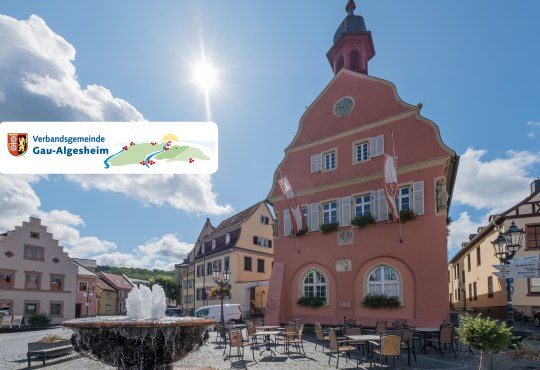 Marktplatz Gau-Algesheim mit Logo, © Andreas Pacek/VG Gau-Algesheim Marktplatz Gau-Algesheim mit Logo, © Andreas Pacek/VG Gau-Algesheim
