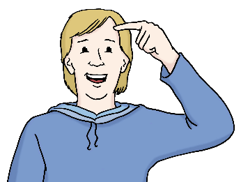 Leichte Sprache - Mann mit Arm hoch - Gestik verstanden, &copy; Lebenshilfe f&uuml;r Menschen mit geistiger Behinderung Bremen e.V.; Illustrator: Stefan Albers, Atelier Fleetinsel, 2013