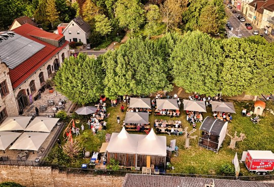 Frühlingsweinfest am Winzerkeller - Drohnenaufnahme, © Rainer Oppenheimer/Stadt Ingelheim