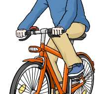 Leichte Sprache - Fahrrad fahren in Ingelheim © Lebenshilfe für Menschen mit geistiger Behinderung Bremen e.V.; Illustrator: Stefan Albers, Atelier Fleetinsel, 2013