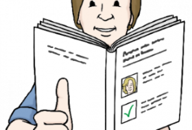 Leichte Sprache - Mann mit Buch © Lebenshilfe für Menschen mit geistiger Behinderung Bremen e.V.; Illustrator: Stefan Albers, Atelier Fleetinsel, 2013