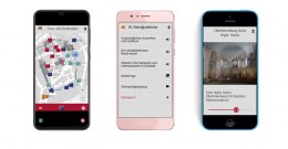 Die Kaiserpfalz-App ist bei Google Play und im AppStore kostenlos erh&auml;ltlich (zu finden unter dem Stichwort &bdquo;Kaiserpfalz Ingelheim&ldquo;). Die App erg&auml;nzt Beschilderung und Begleitheft mit einem digitalen F&uuml;hrer durch das Kaiserpfalzgebiet. &copy; Stadt Ingelheim, Forschungsstelle Kaiserpfalz