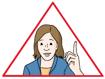 Leichte Sprache - Warndreieck, &copy; Lebenshilfe f&uuml;r Menschen mit geistiger Behinderung Bremen e.V.; Illustrator: Stefan Albers, Atelier Fleetinsel, 2013