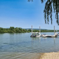 Rheinufer Heidenfahrt - Blick Rhein & Inselrhein &copy; Rheinhessen-Touristik GmbH