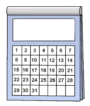 Leichte Sprache - Kalenderblatt, © Lebenshilfe für Menschen mit geistiger Behinderung Bremen e.V.; Illustrator: Stefan Albers, Atelier Fleetinsel, 2013